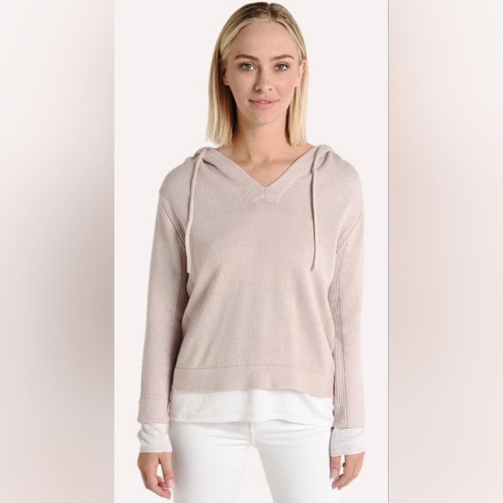 Brochu Walker Paloma Pink Ressie Hoodie Soft Fine Knit Sweater Size XS